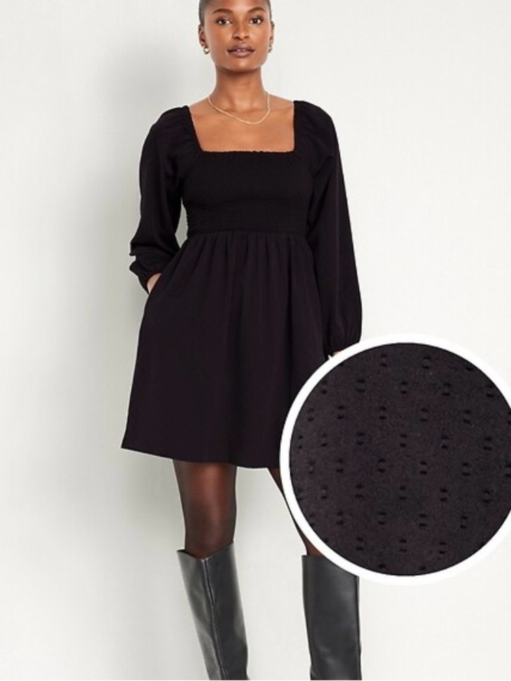 Old Navy Fit & Flare Square-Neck Clip-Dot Mini Dress Size XS Pockets NWT